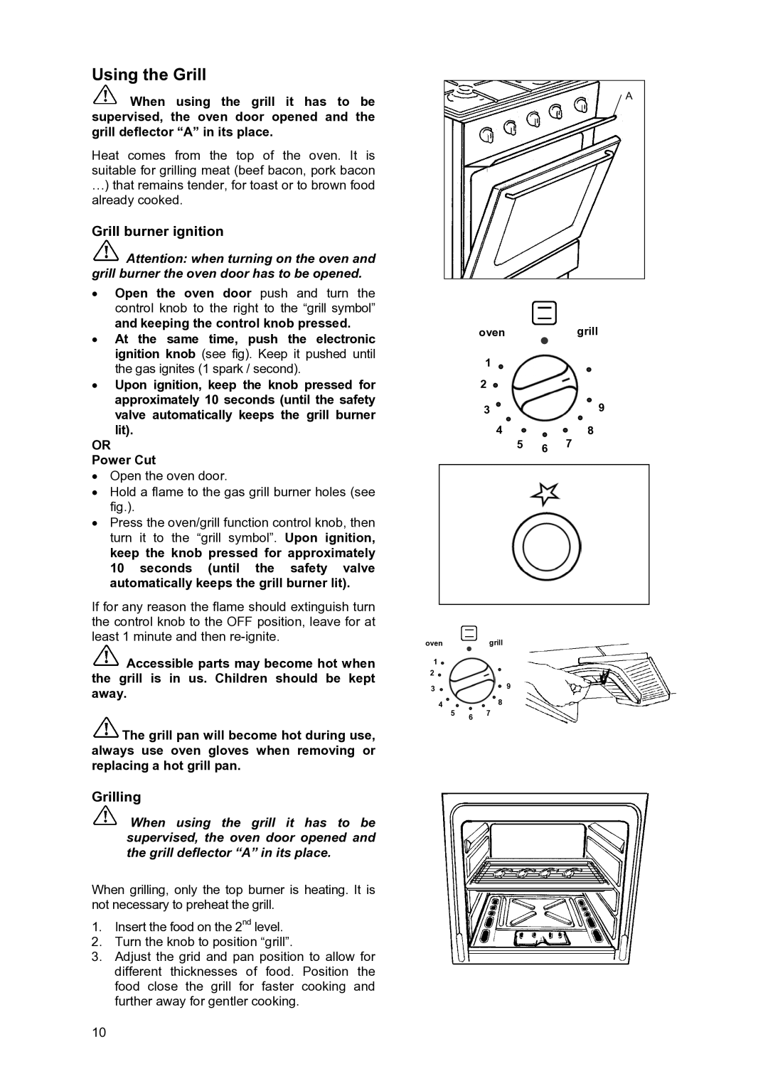 Moffat GSC 5062 manual Using the Grill, Grill burner ignition, Grilling 