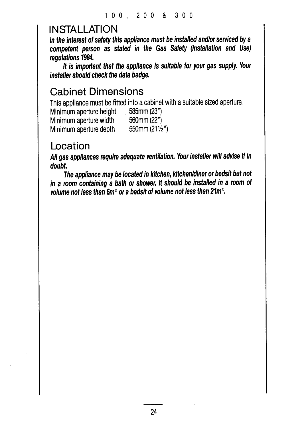 Moffat M100, M300, M200 manual 