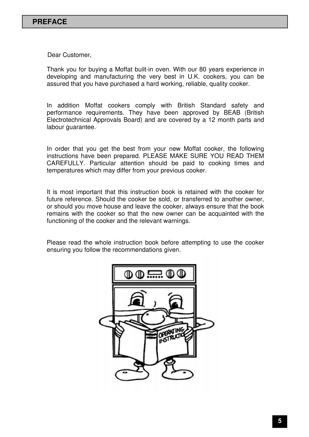 Moffat MD 900 B/W installation instructions Preface 