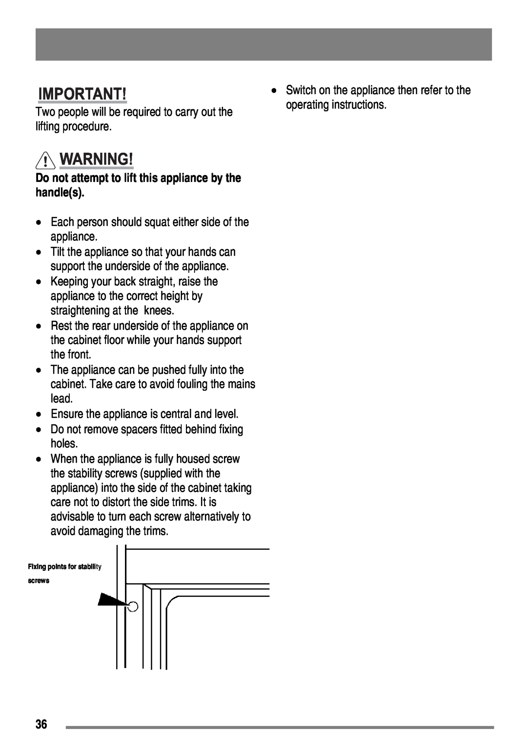 Moffat MDB900 user manual 