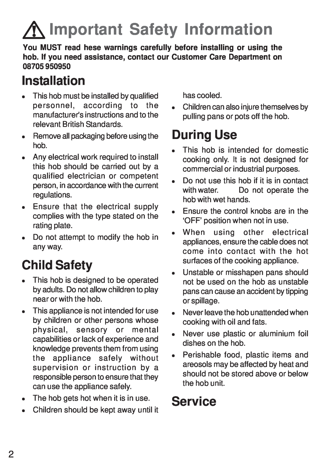 Moffat MEH 631 manual Important Safety Information, Installation, Child Safety, During Use, Service 