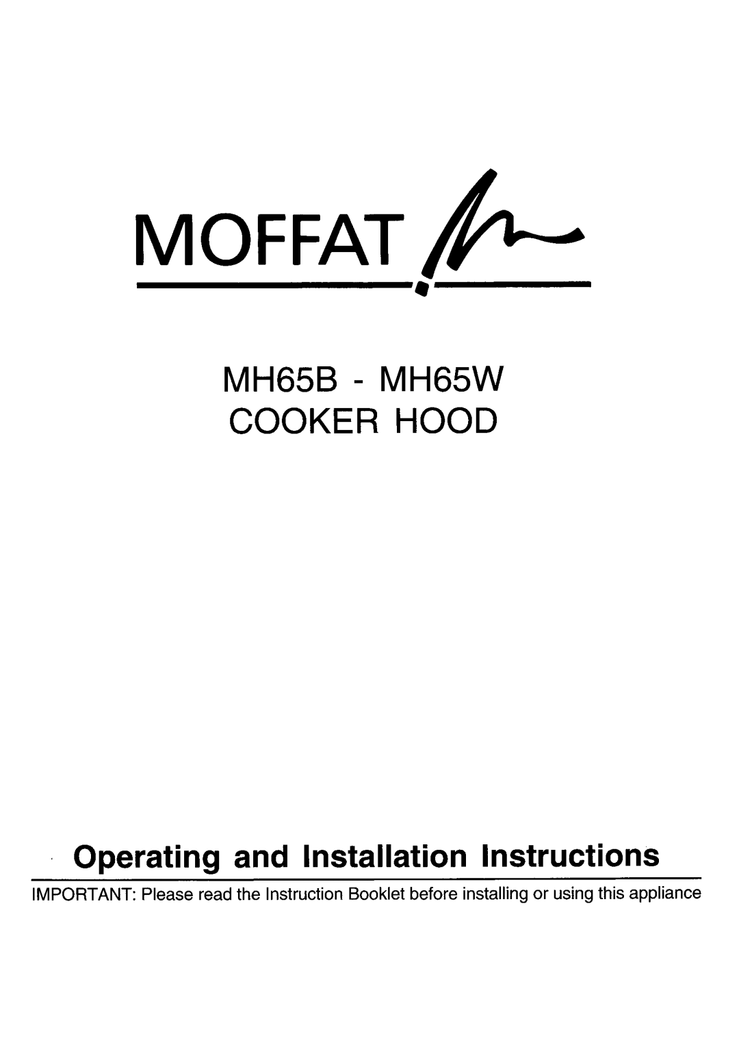 Moffat MH65B, MH65W manual 