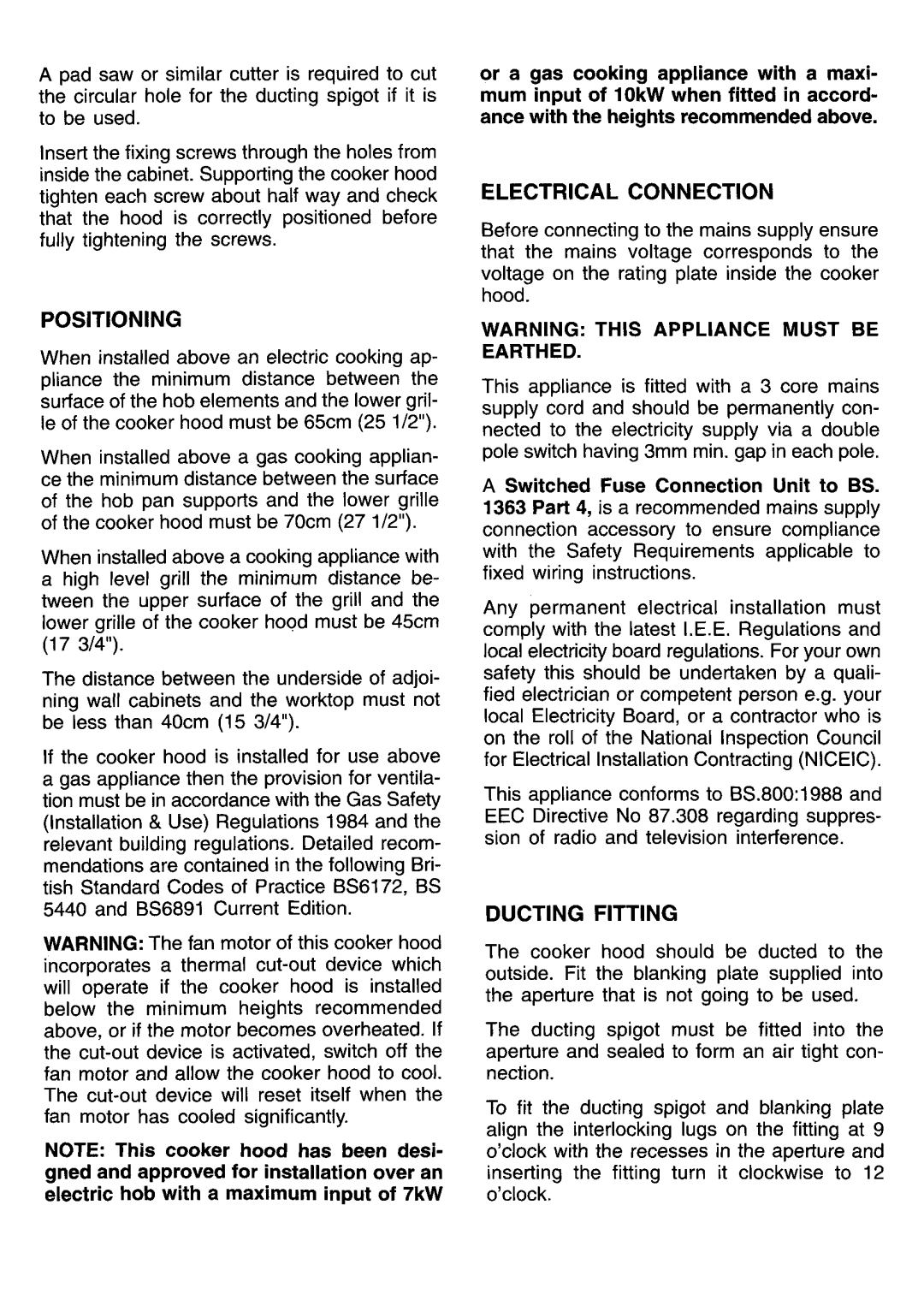 Moffat MH65W, MH65B manual 