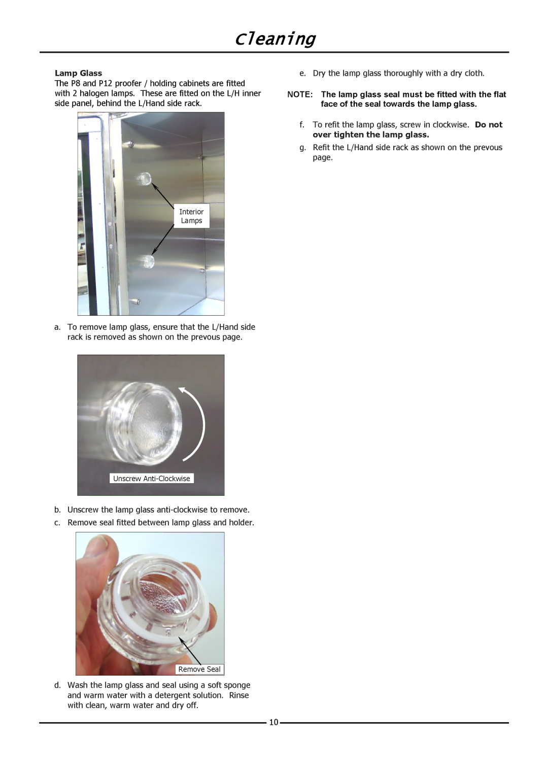 Moffat P8M, P12M operation manual Lamp Glass 