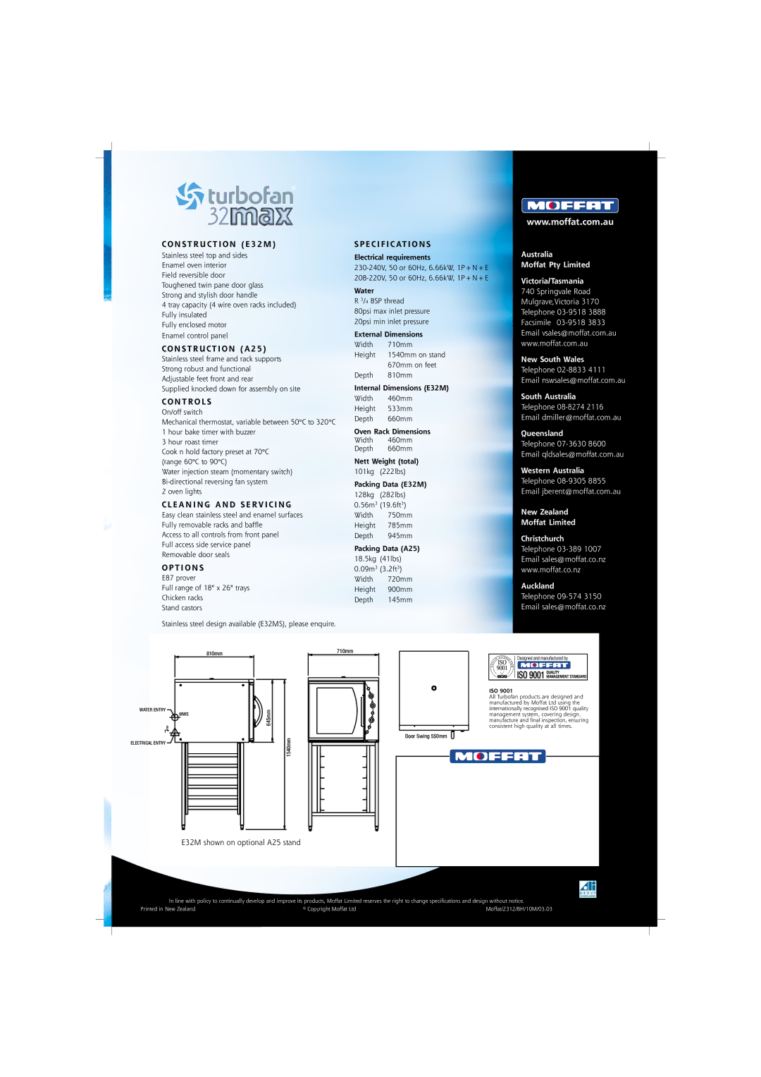 Moffat Turbofan 32Max manual E a N I N G a N D S E R V I C I N G 