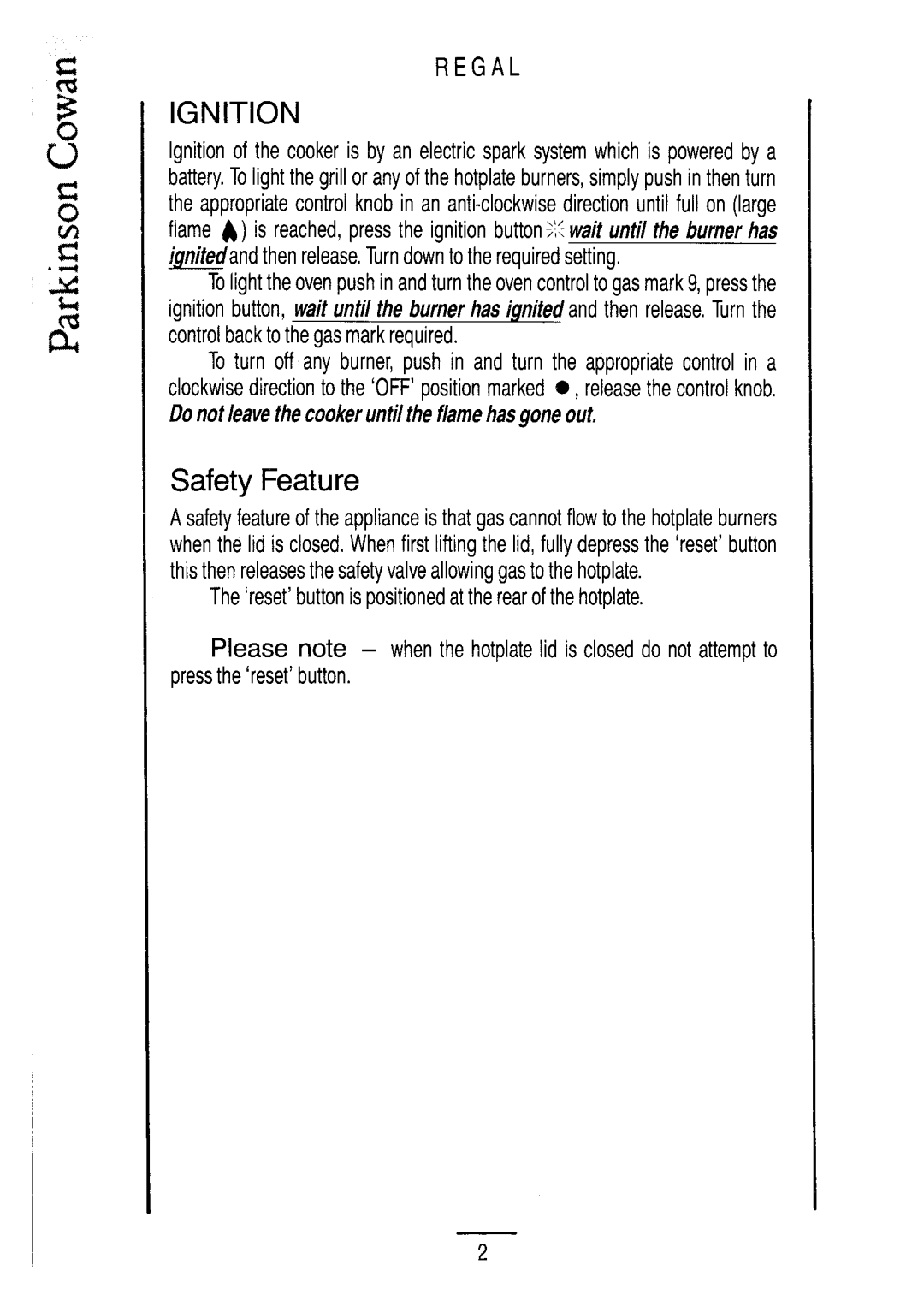 Moffat U04259 manual 