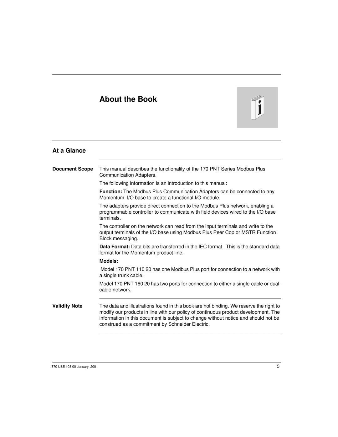 Momentum Sales & Marketing 170 PNT Series manual About the Book, At a Glance, Document Scope, Models, Validity Note 