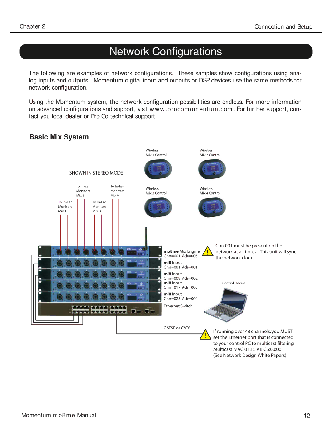 Momentum Sales & Marketing MO8ME manual Network Conﬁgurations, Basic Mix System 