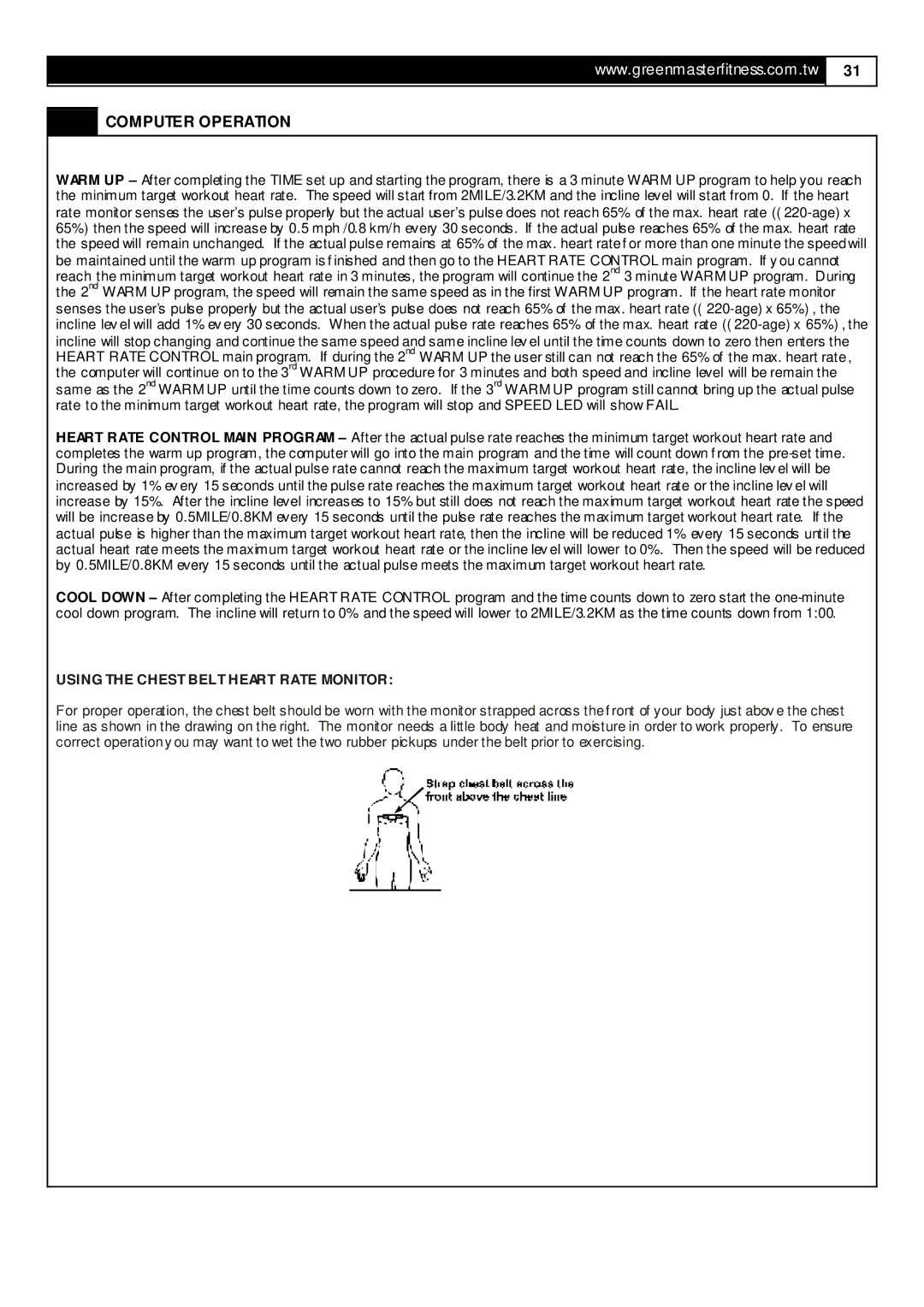 Momentum Sales & Marketing T7 user manual Using the Chest Belt Heart Rate Monitor 