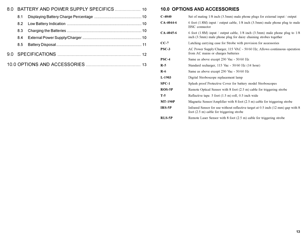 Monarch 1071-4833-121 instruction manual Options and Accessories 