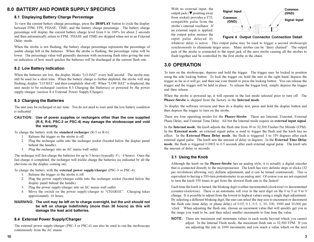 Monarch 1071-4833-121 instruction manual Battery and Power Supply Specifics, Operation 