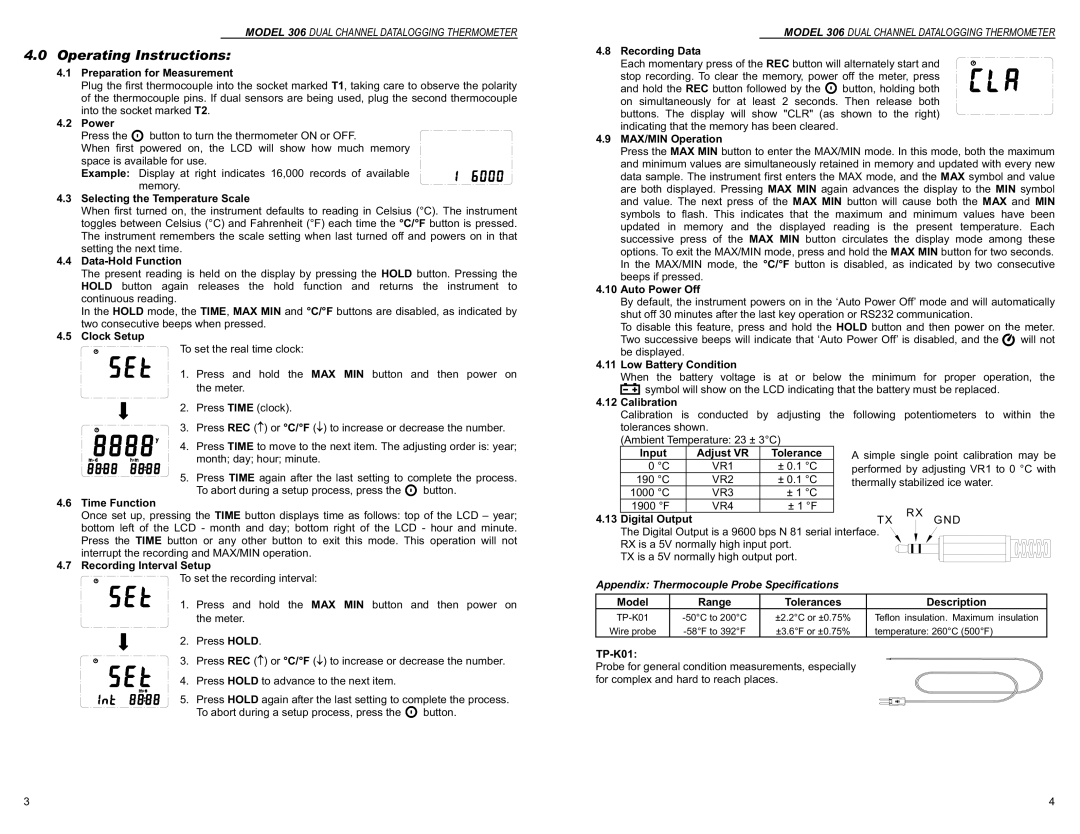 Monarch 306 instruction manual Operating Instructions 