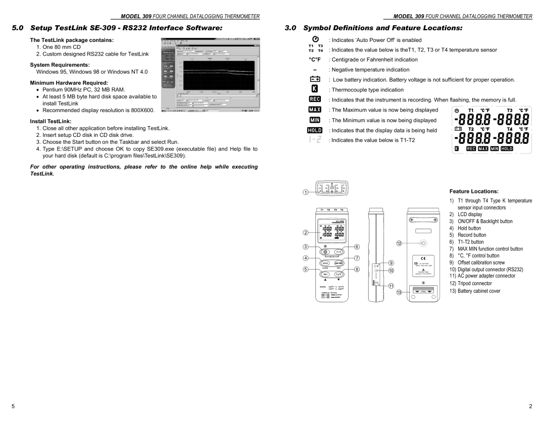 Monarch instruction manual Setup TestLink SE-309 RS232 Interface Software 