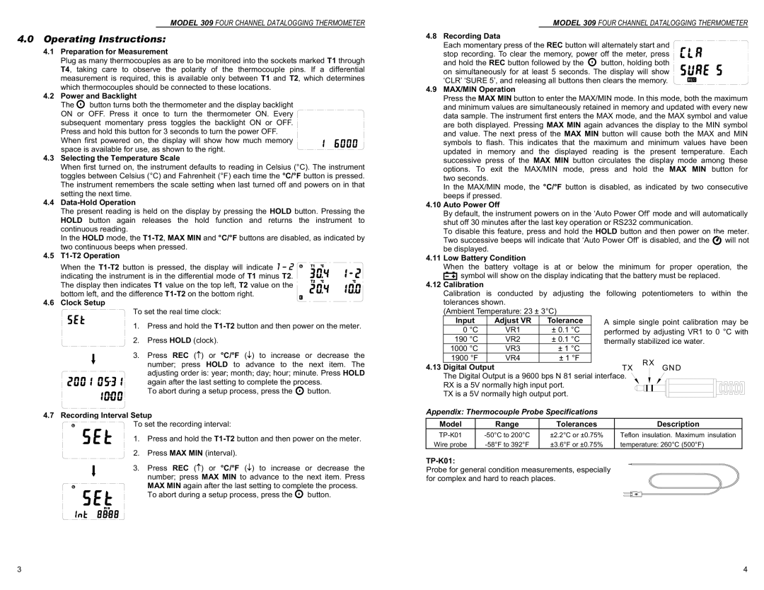 Monarch 309 instruction manual Operating Instructions 