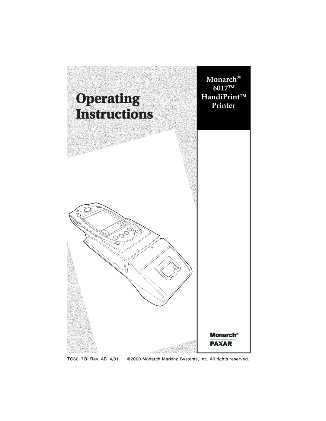 Monarch manual Monarch 6017 HandiPrint Printer 