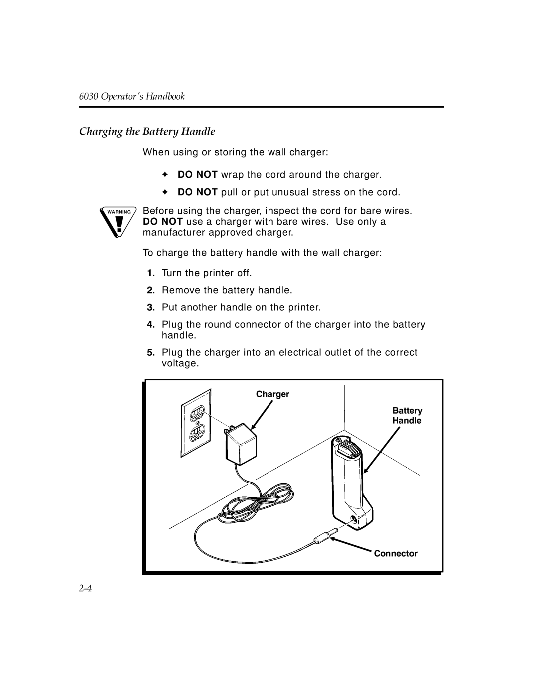 Monarch 6030TM manual Charging the Battery Handle 