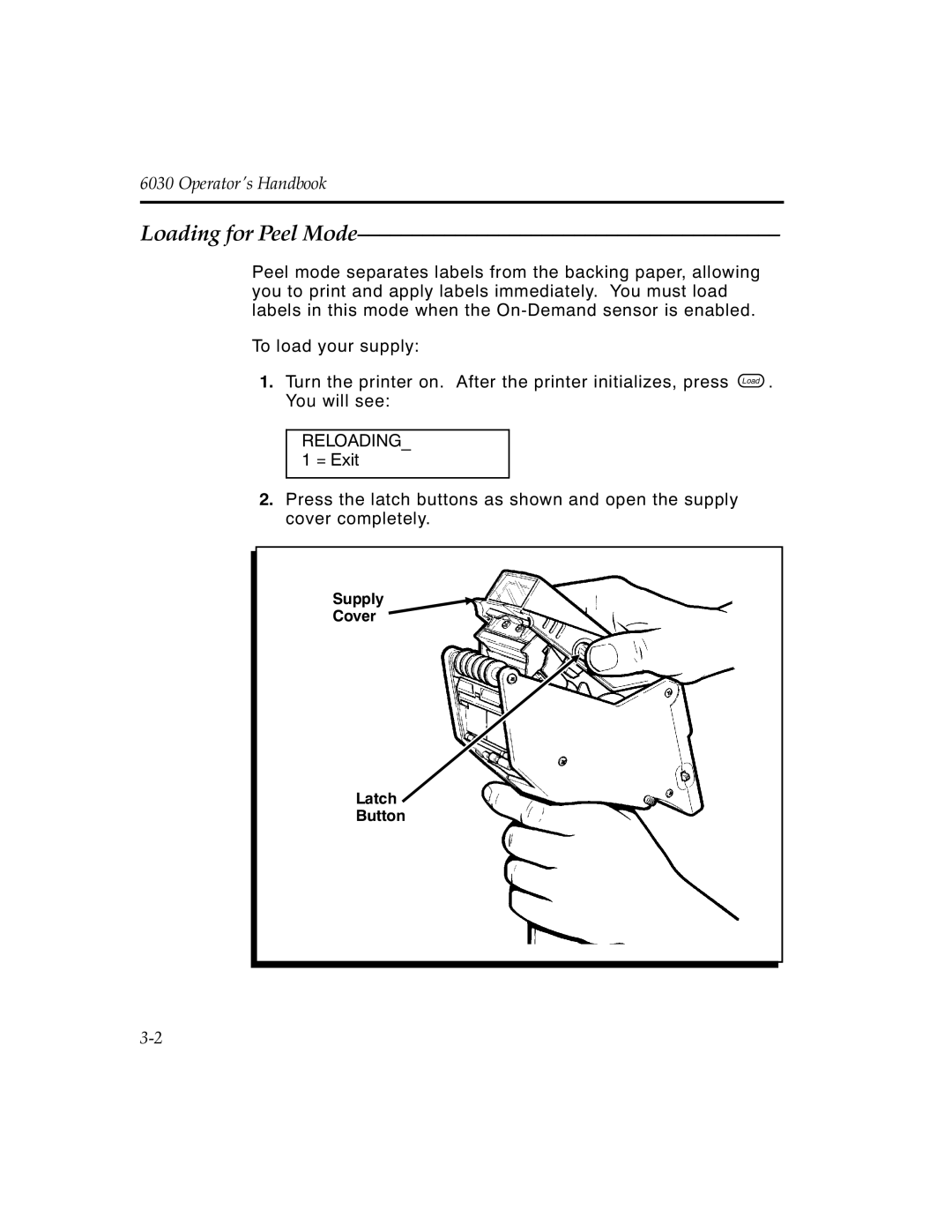 Monarch 6030TM manual Loading for Peel Mode 