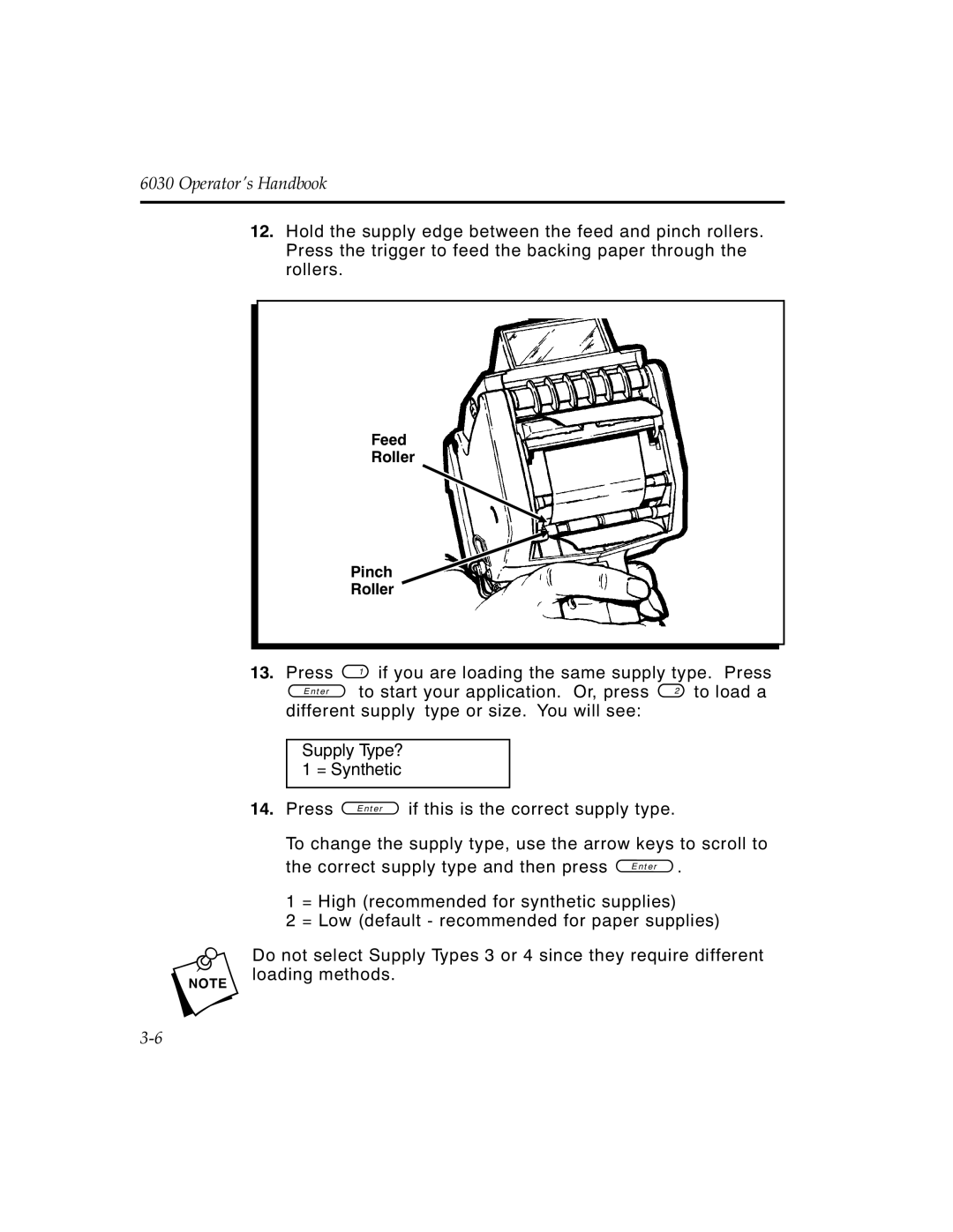 Monarch 6030TM manual Feed Roller Pinch 