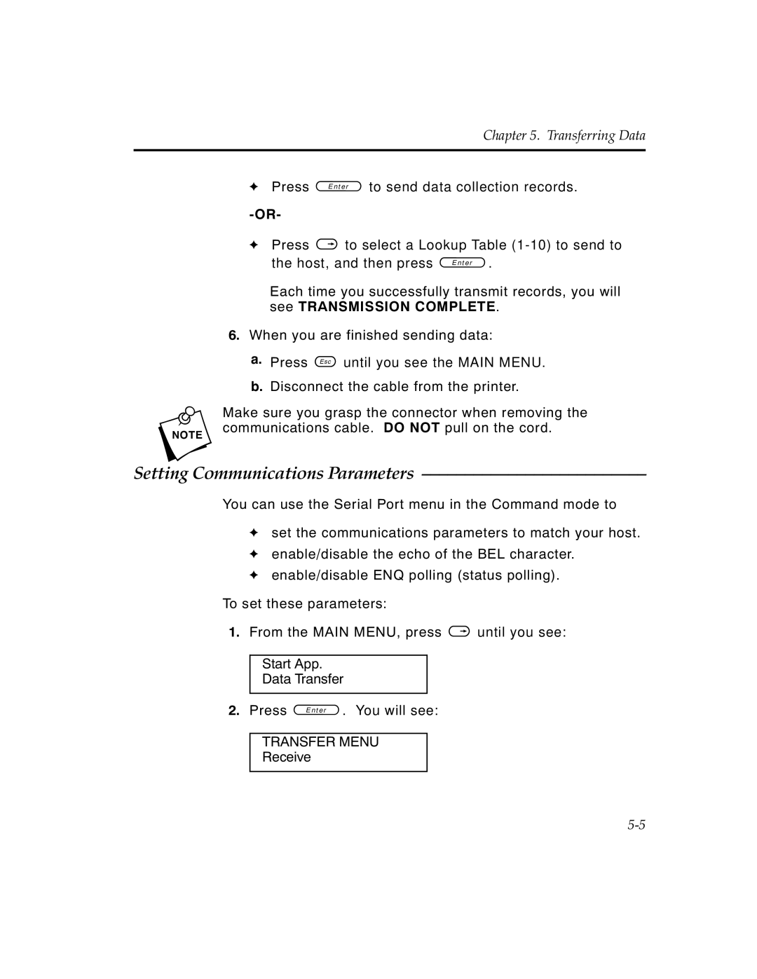 Monarch 6030TM manual Setting Communications Parameters 