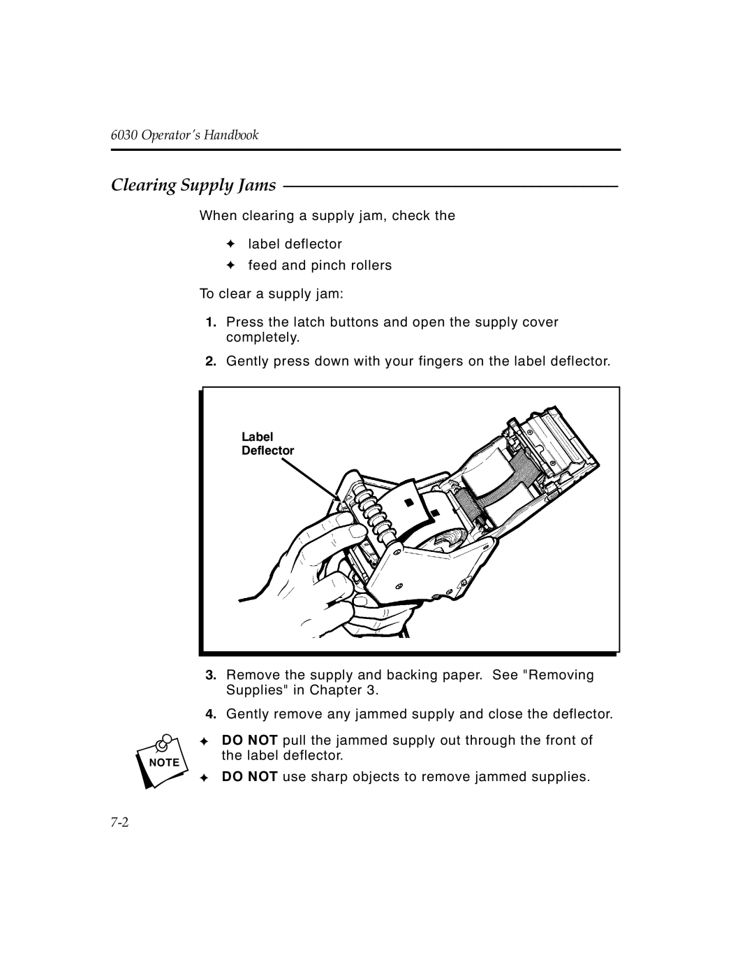 Monarch 6030TM manual Clearing Supply Jams 