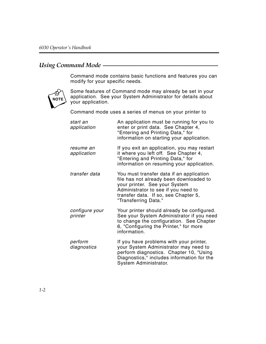 Monarch 6030TM manual Using Command Mode 