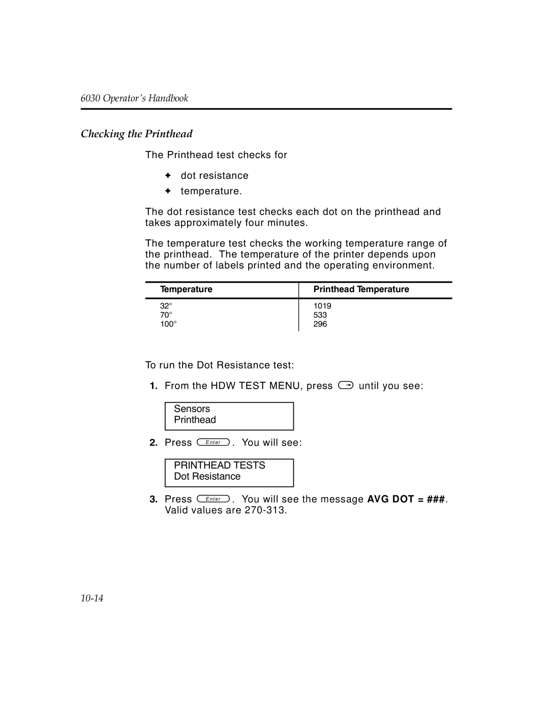 Monarch 6030TM manual Checking the Printhead 