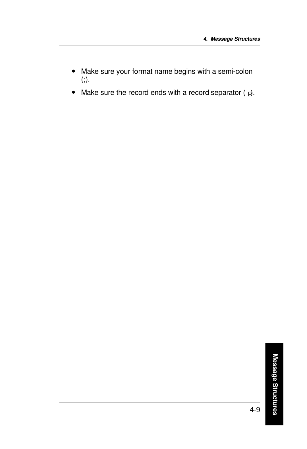 Monarch 9400 Series manual Message Structures 