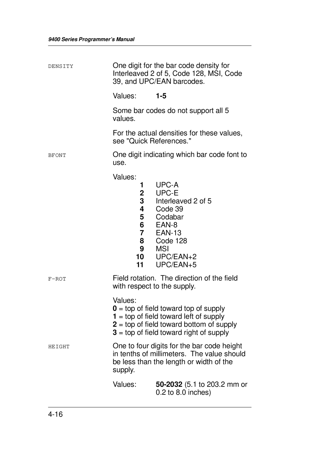 Monarch 9400 Series manual Upc-A Upc-E 