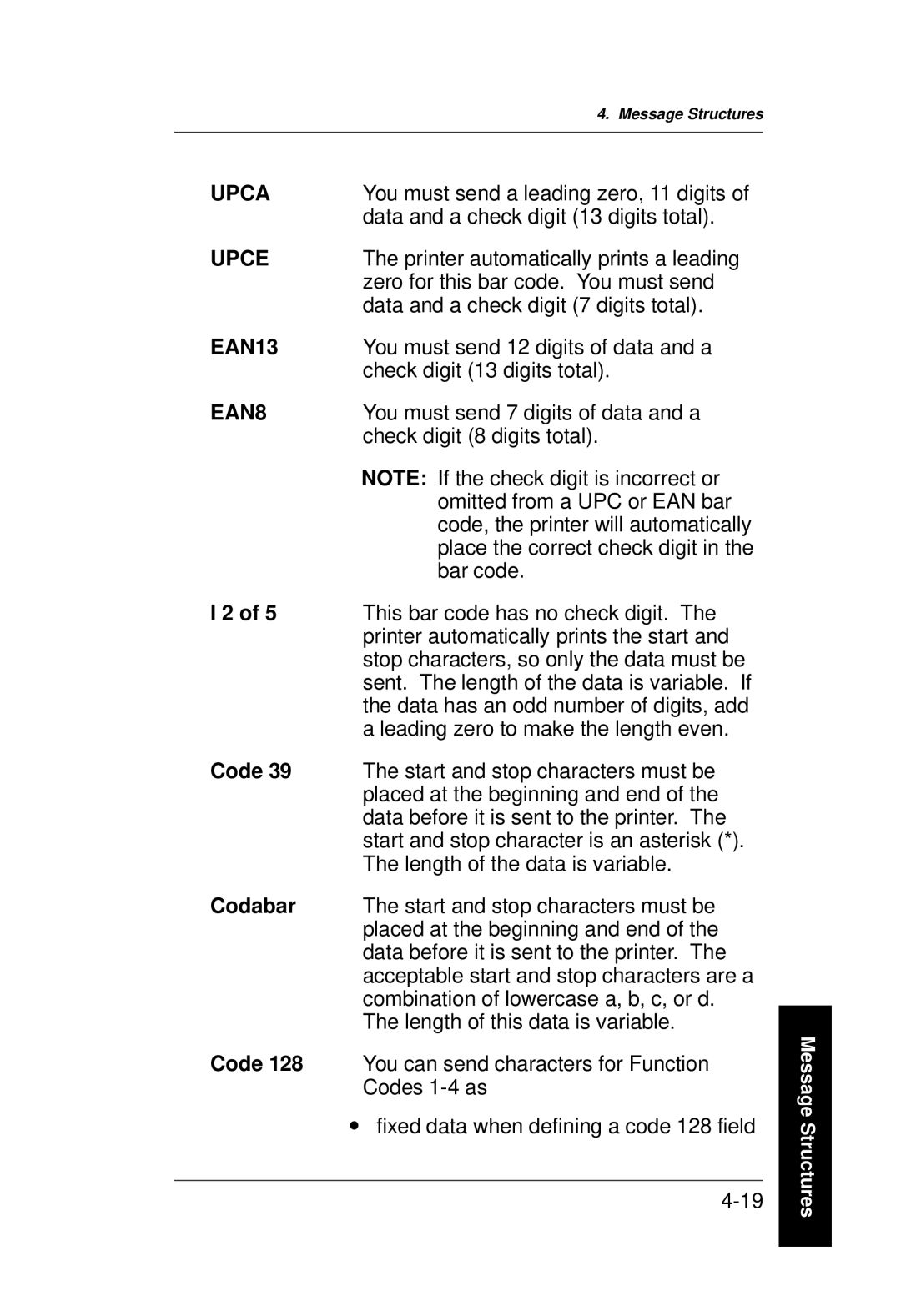 Monarch 9400 Series manual Code, Codabar 