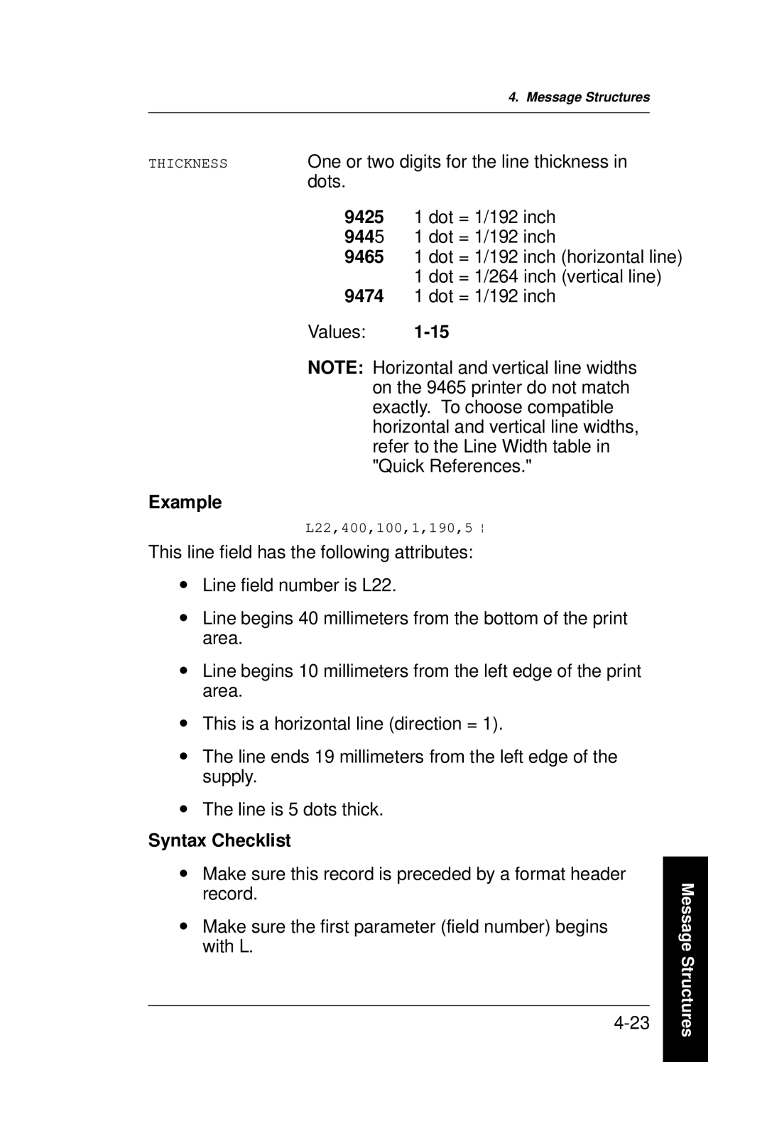 Monarch 9400 Series manual One or two digits for the line thickness 