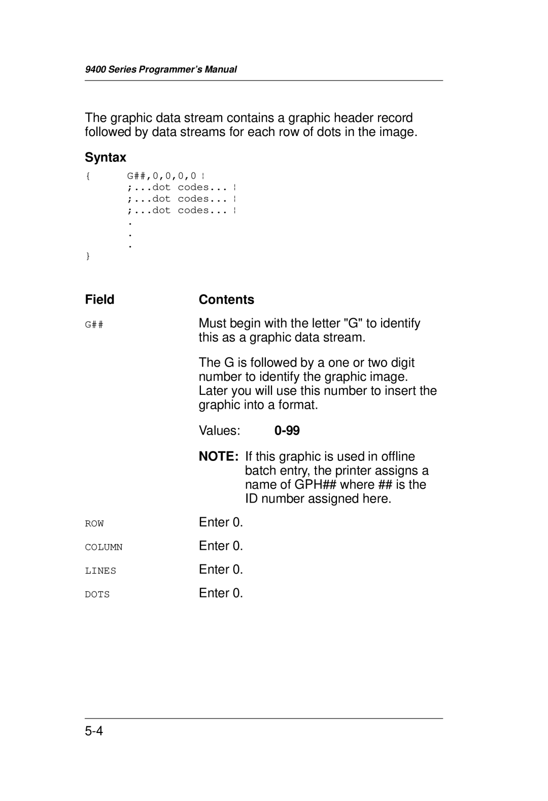 Monarch 9400 Series manual Must begin with the letter G to identify 