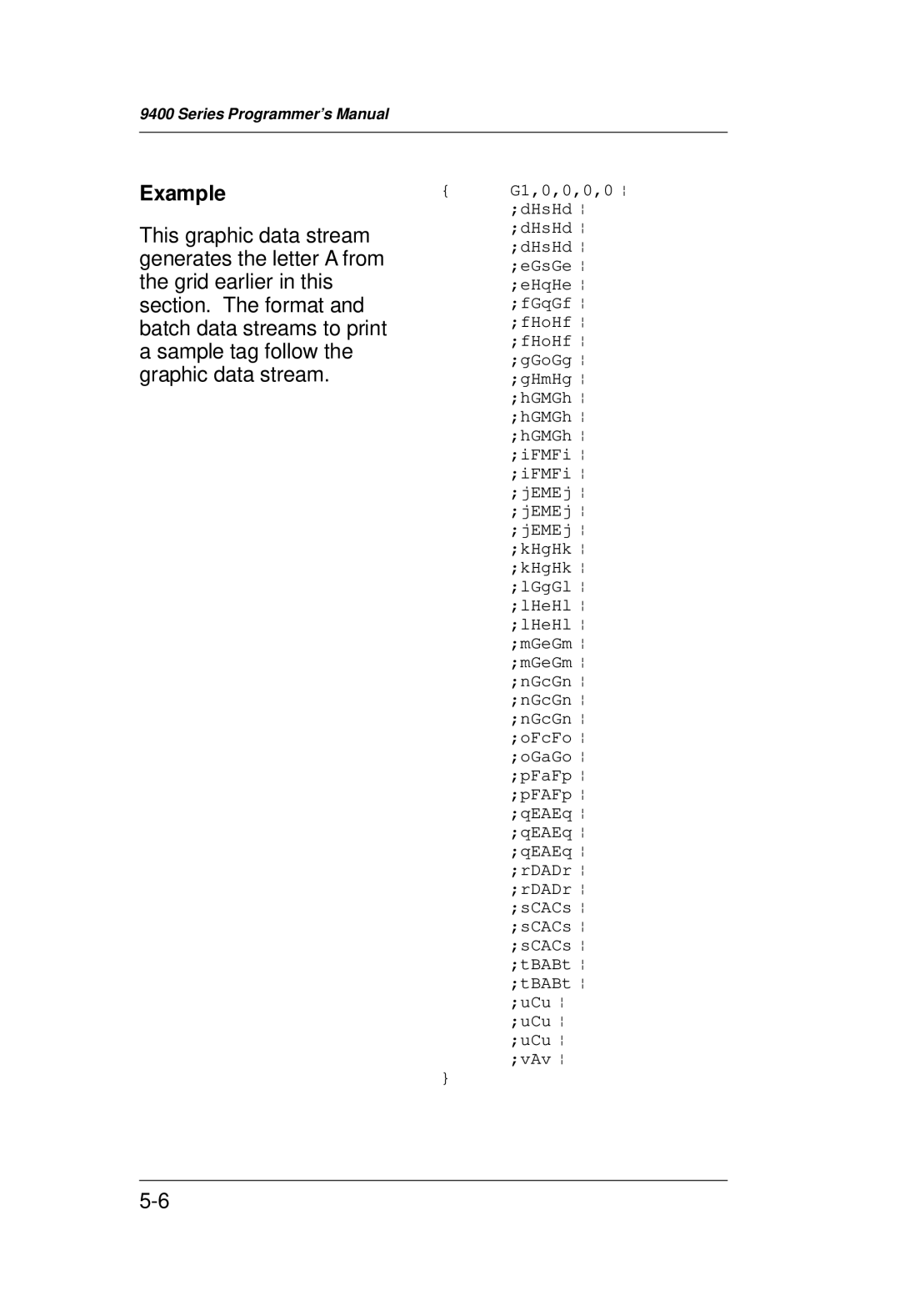 Monarch 9400 Series manual Example 