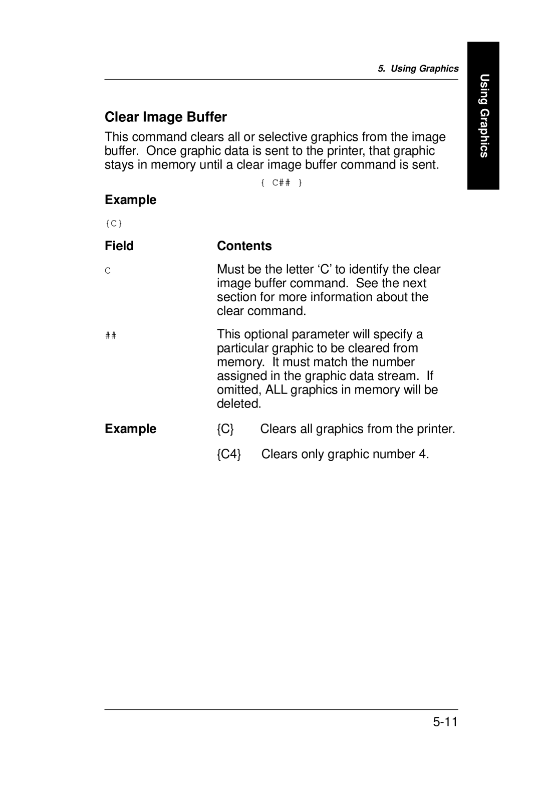 Monarch 9400 Series manual Clear Image Buffer, Example Field Contents 