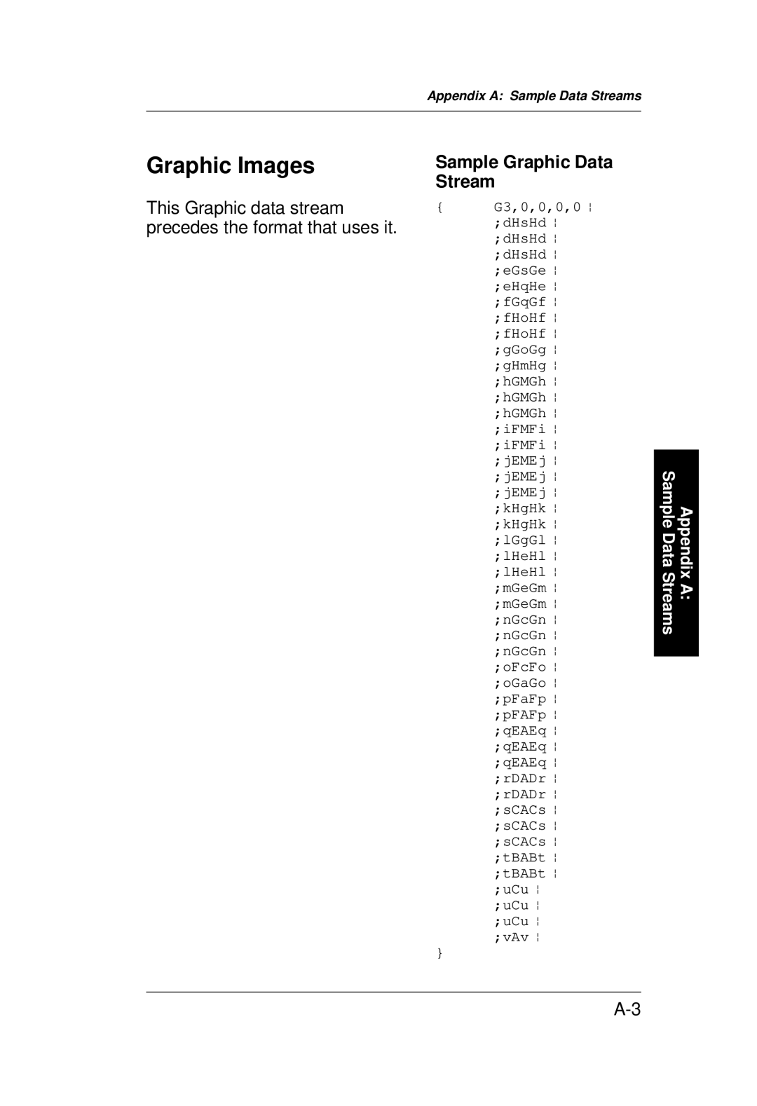 Monarch 9400 Series manual Graphic Images, Sample Graphic Data Stream 