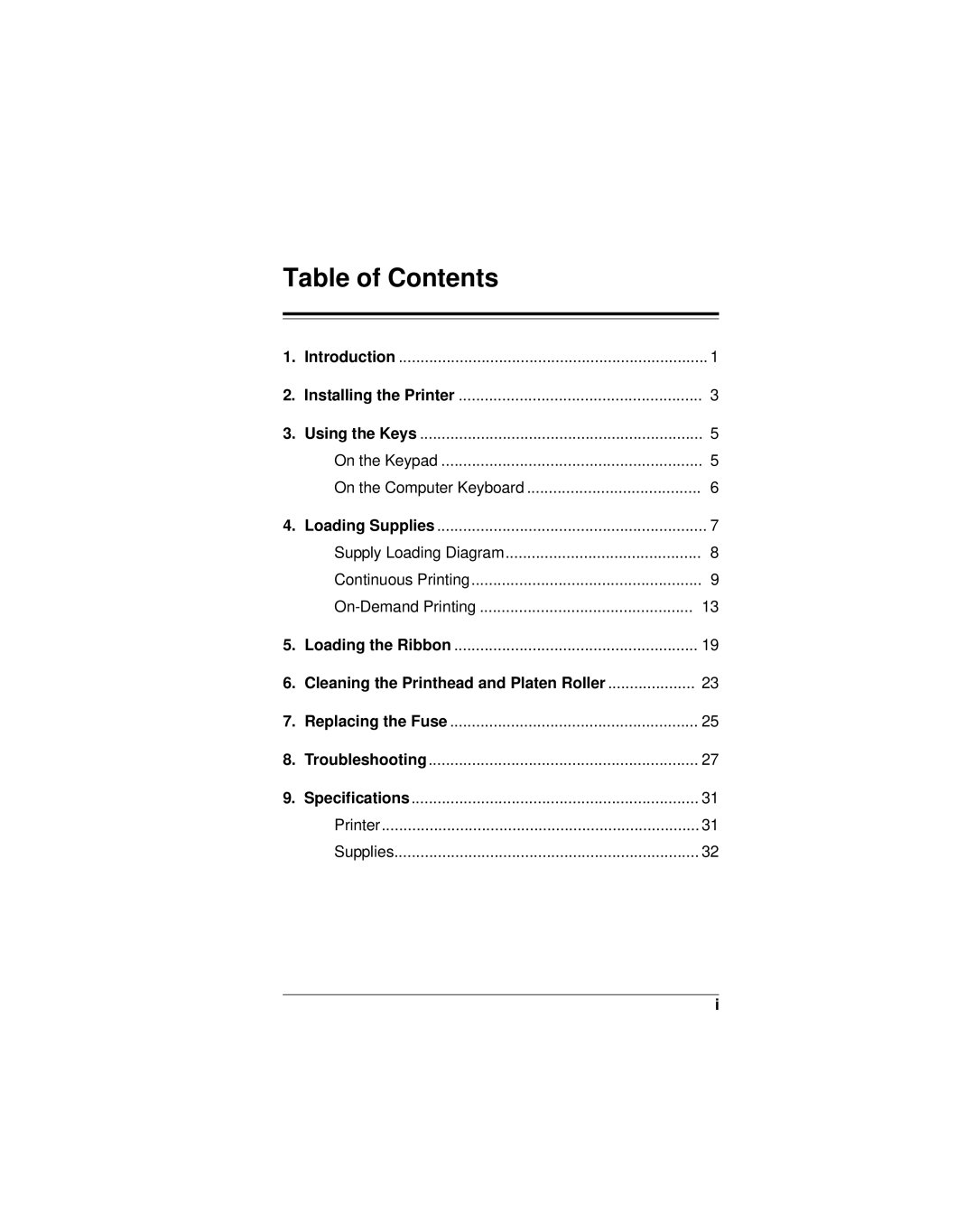 Monarch 9401, 9402 manual Table of Contents 