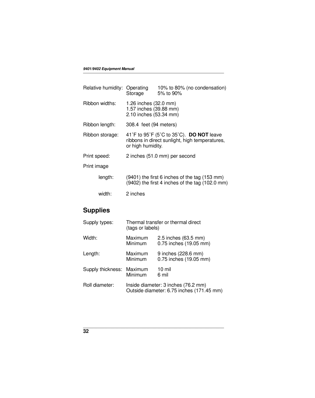 Monarch 9402, 9401 manual Supplies 