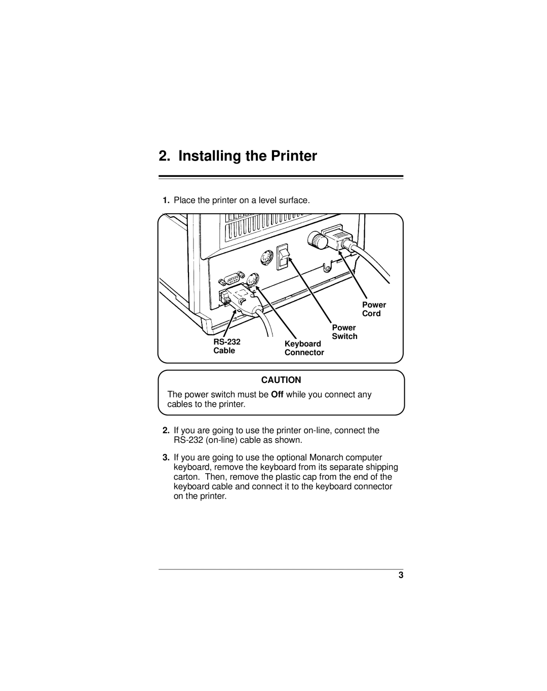 Monarch 9401, 9402 manual Installing the Printer 