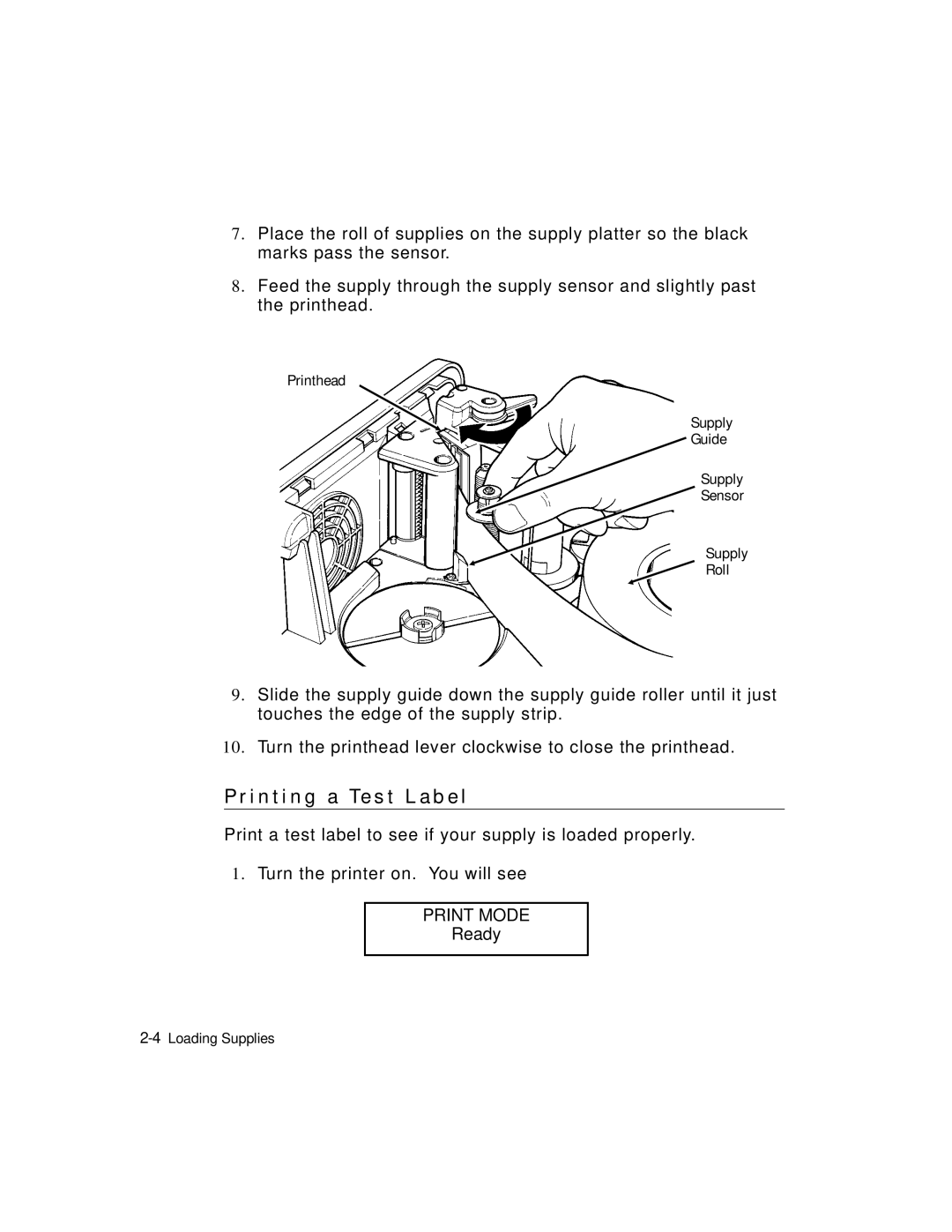 Monarch 9403TM manual I n t i n g a Te s t L a b e l, Print Mode 