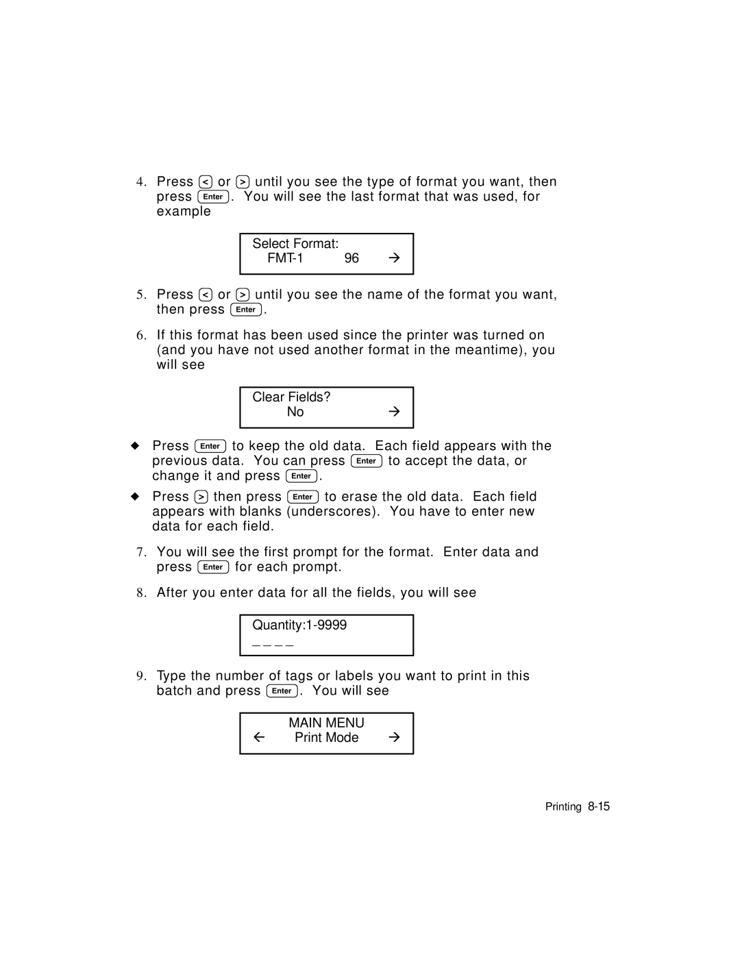 Monarch 9403TM manual Print Mode r Printing 