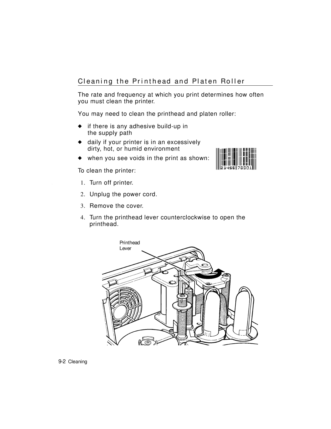 Monarch 9403TM manual 2Cleaning 