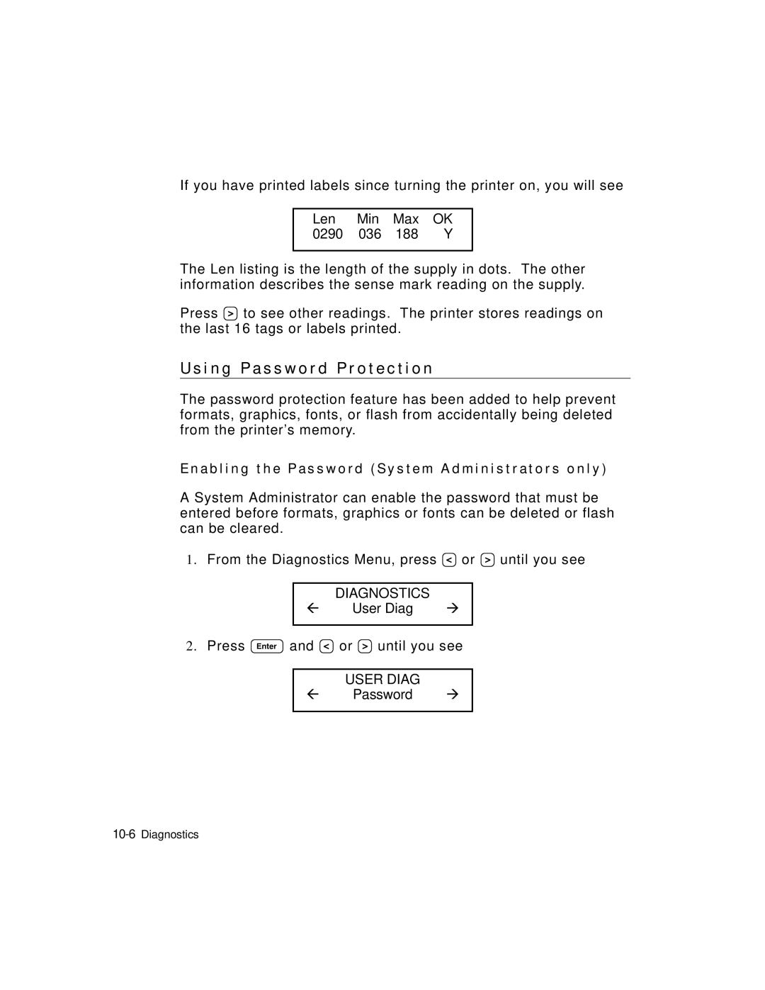 Monarch 9403TM manual I n g P a s s w o r d P r o t e c t i o n 