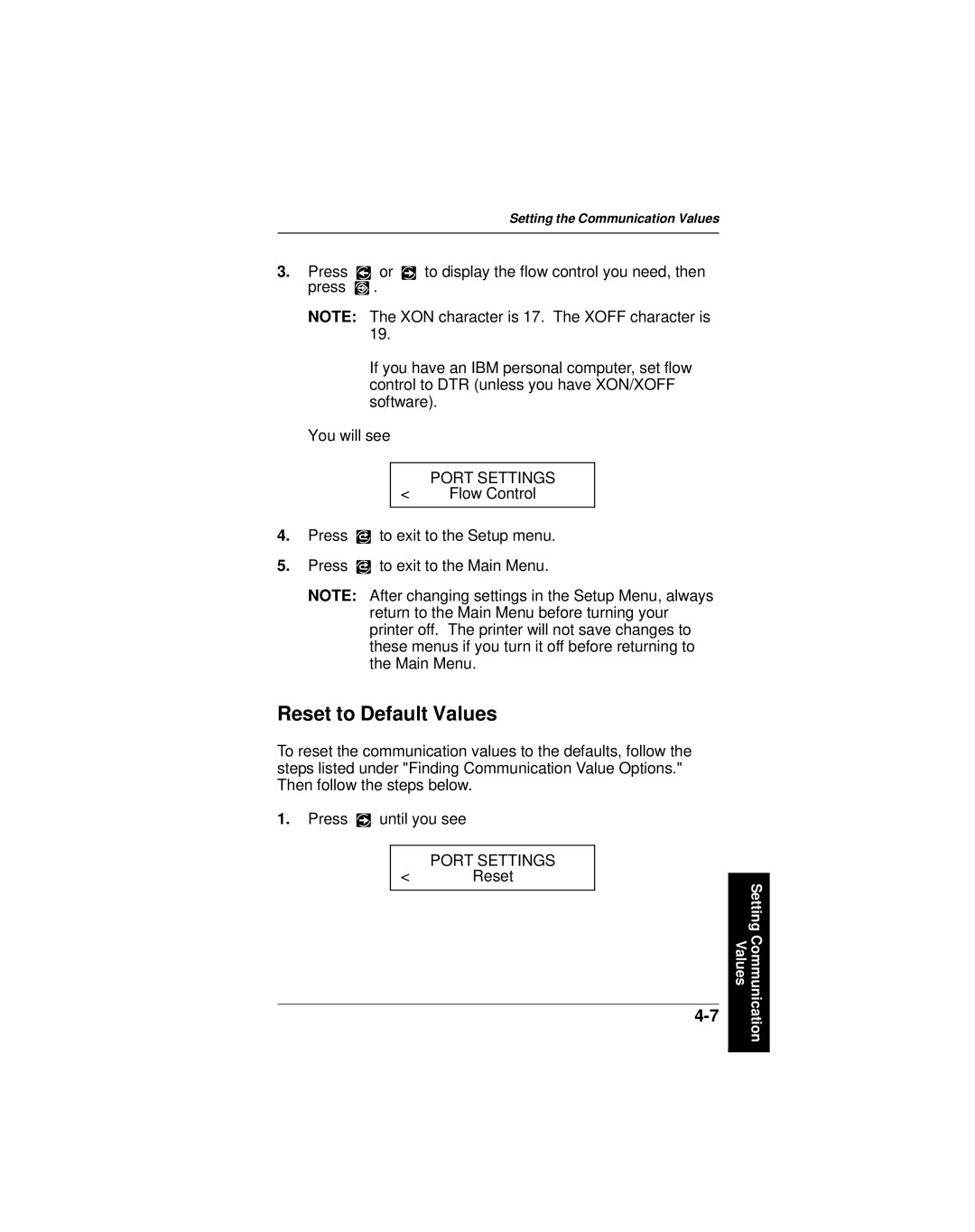 Monarch 9406 manual Reset to Default Values 