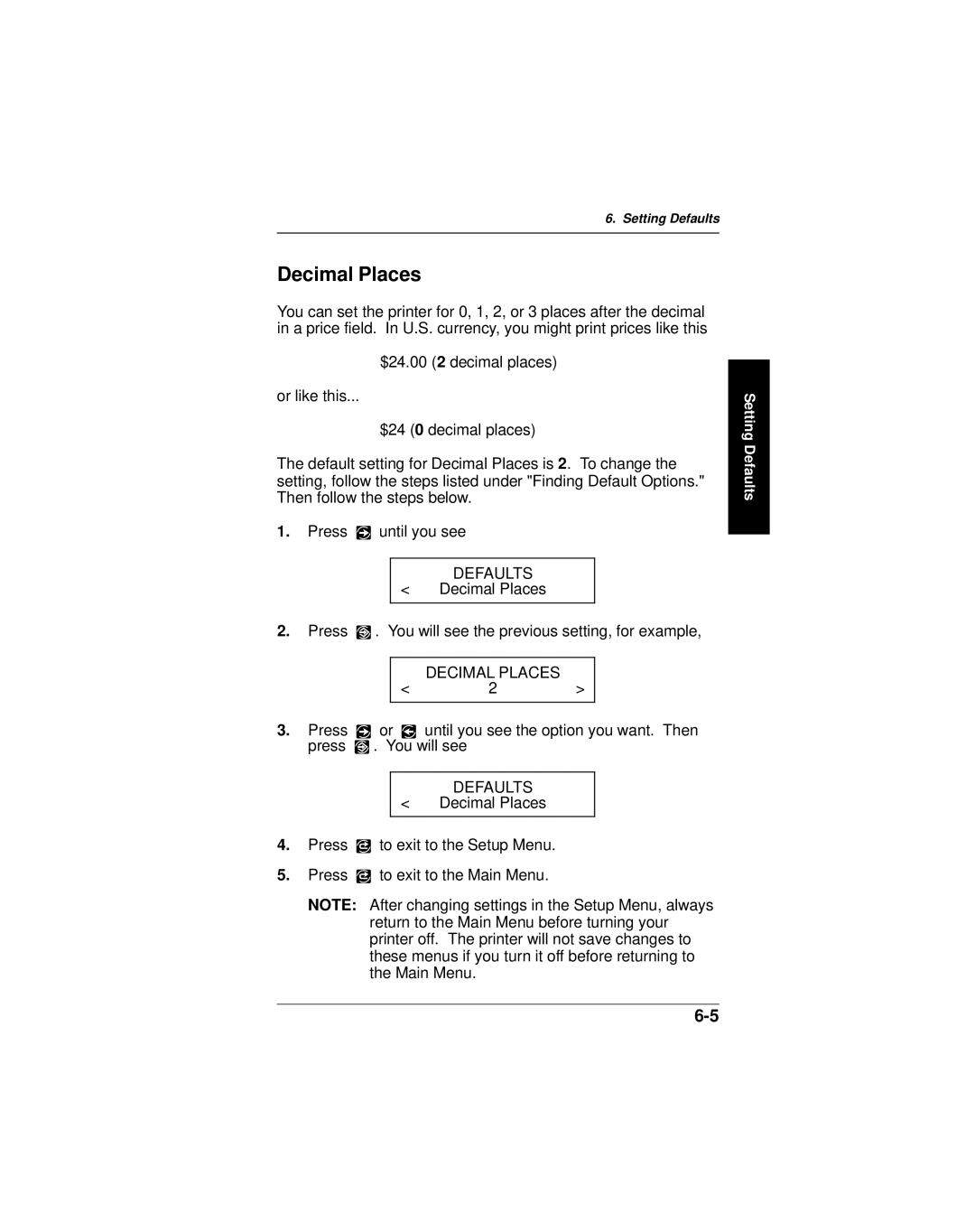 Monarch 9406 manual Decimal Places 