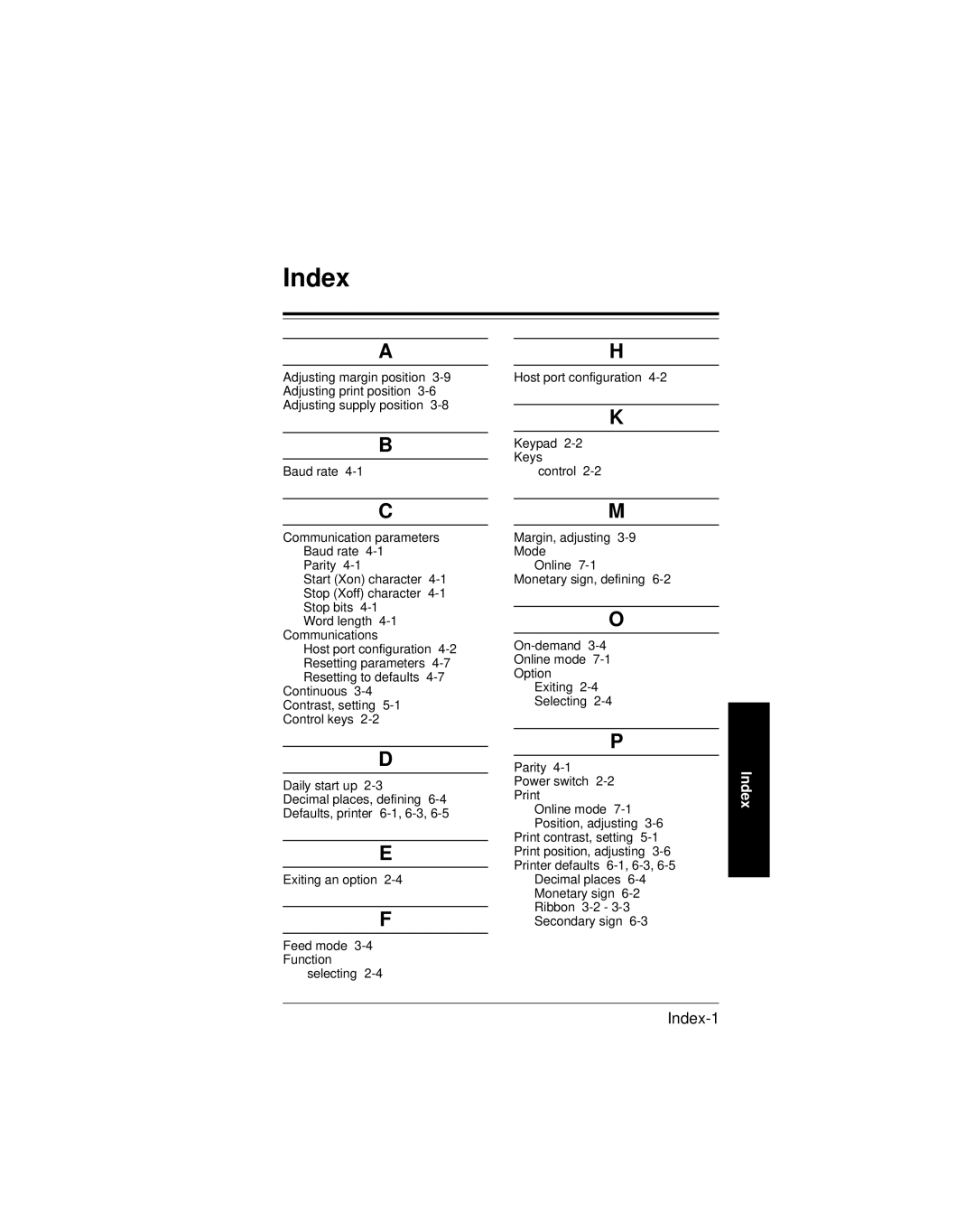 Monarch 9406 manual Index-1 