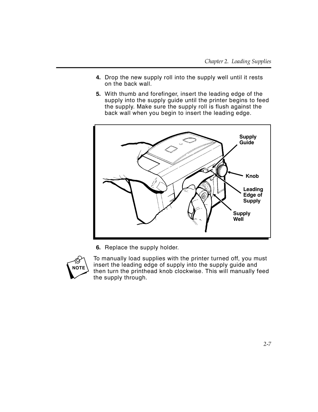 Monarch 9450 manual Supply Guide Knob Leading Edge Well 