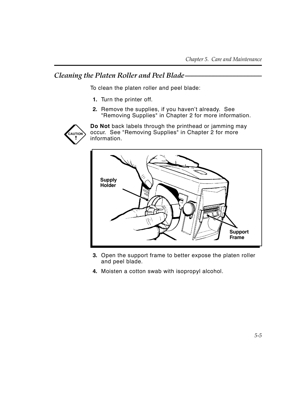 Monarch 9450 manual Cleaning the Platen Roller and Peel Blade 