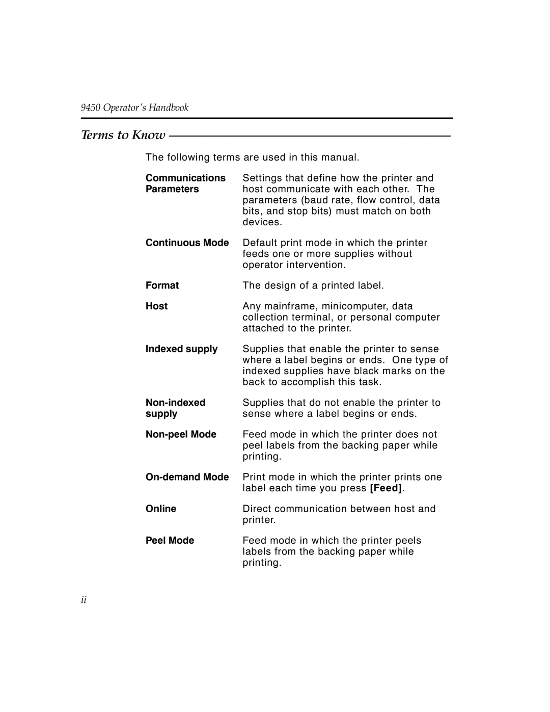 Monarch 9450 manual Terms to Know, Parameters 