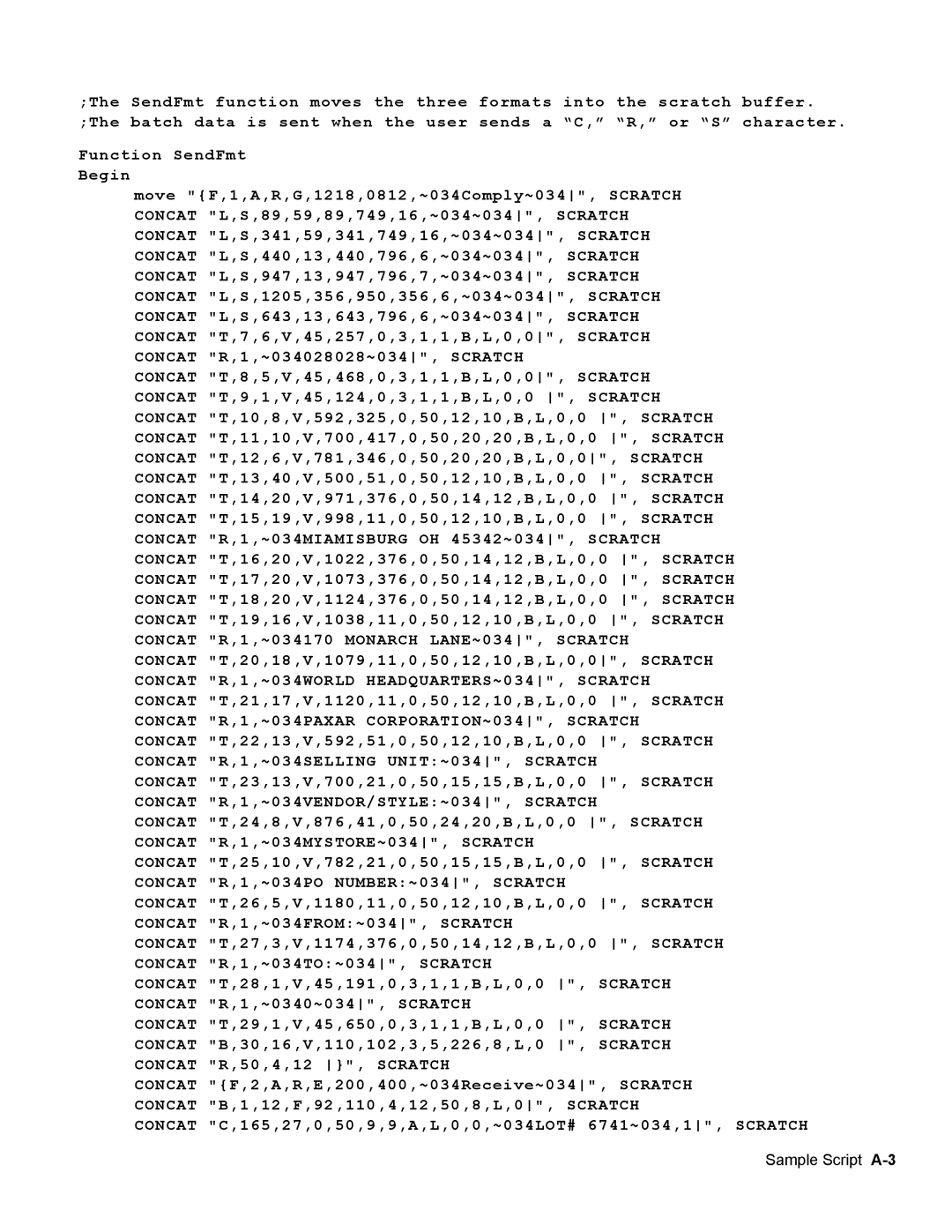 Monarch 9460 Scratch Concat, Concat R,1,~034MIAMISBURG OH 45342~034, Scratch, Concat ~034PAXAR CORPORATION~034 Scratch 