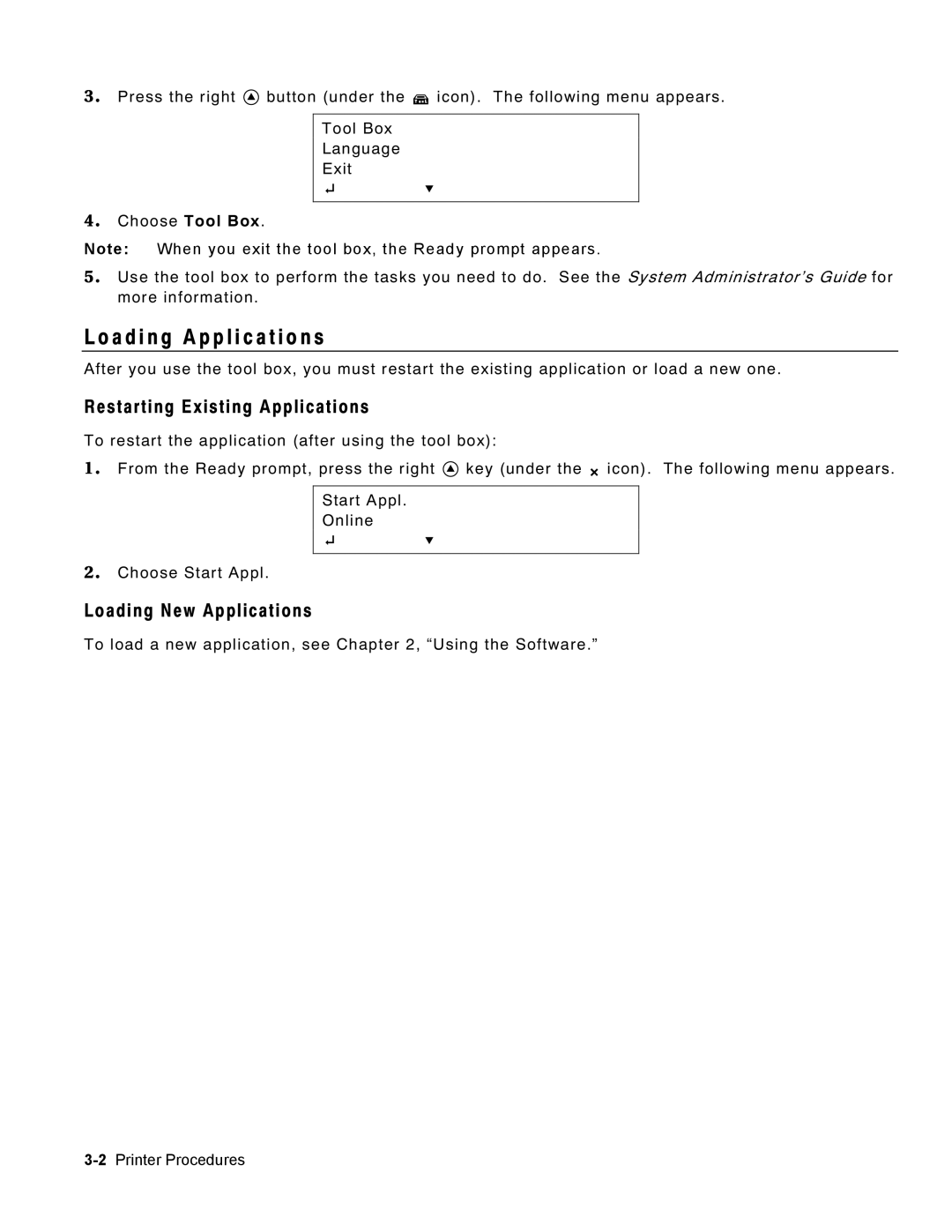 Monarch 9460 manual A d i n g a p p l i c a t i o n s, Choose Tool Box 