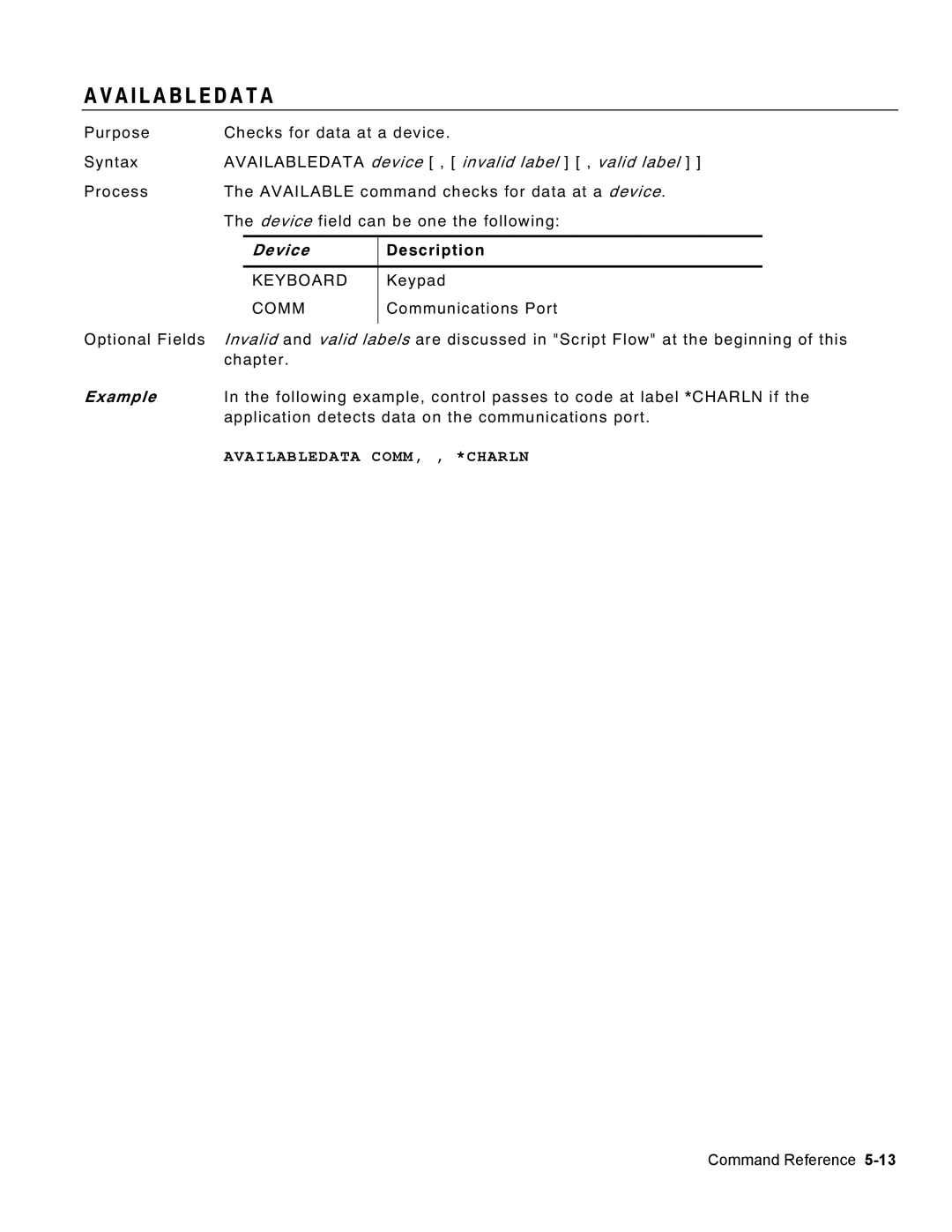 Monarch 9460 manual A I L a B L E D a T a, Availabledata device , invalid label , valid label, Device 